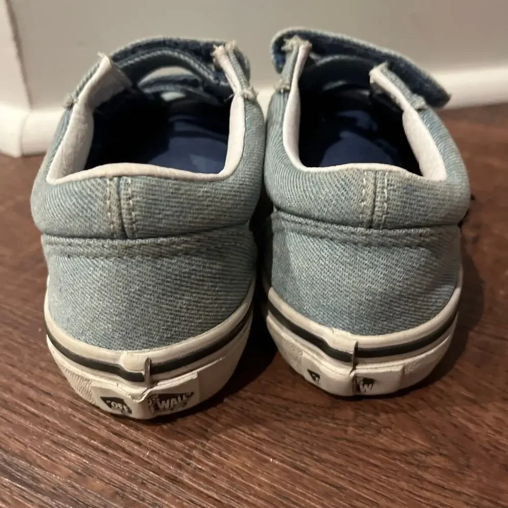 Vans Kids Old School V Denim Blue Floral patch sneakers Little Girls 13